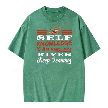 Pagewings Self Knowledge Is An Endless River Unisex Washed T-shirt