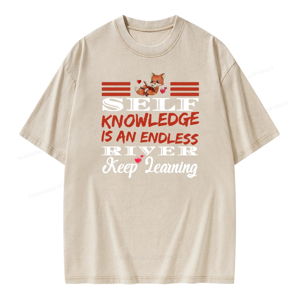 Pagewings Self Knowledge Is An Endless River Unisex Washed T-shirt