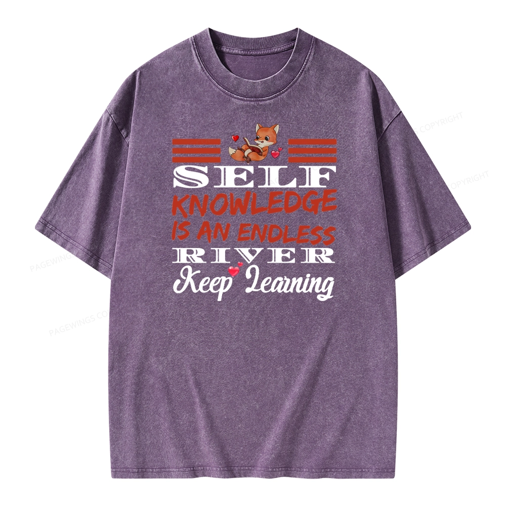 Pagewings Self Knowledge Is An Endless River Unisex Washed T-shirt