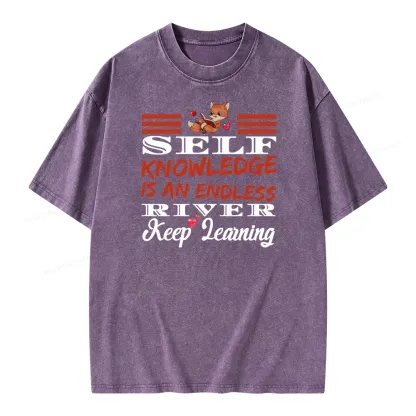 Pagewings Self Knowledge Is An Endless River Unisex Washed T-shirt