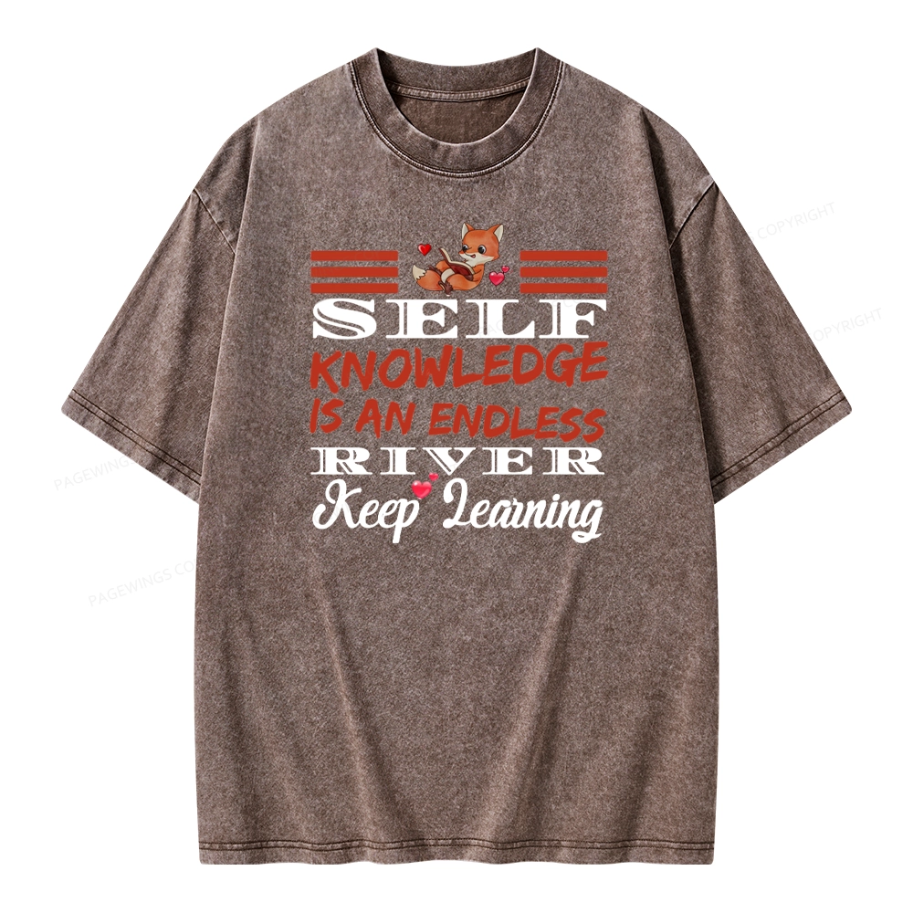 Pagewings Self Knowledge Is An Endless River Unisex Washed T-shirt