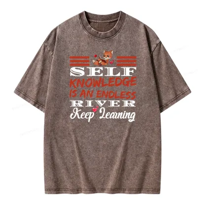 Pagewings Self Knowledge Is An Endless River Unisex Washed T-shirt