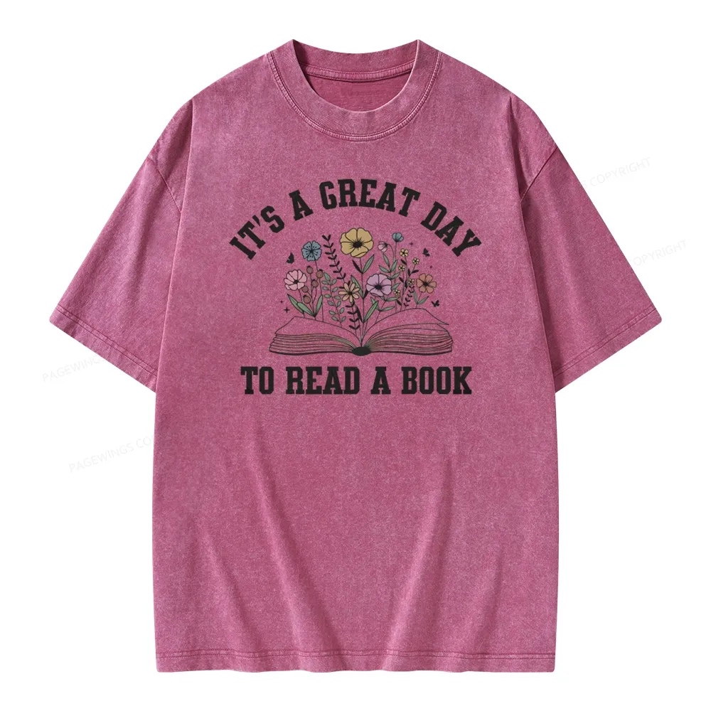 Pagewings t's Great Day to Read a Book Unisex Washed T-shirt