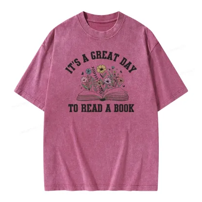 Pagewings t's Great Day to Read a Book Unisex Washed T-shirt