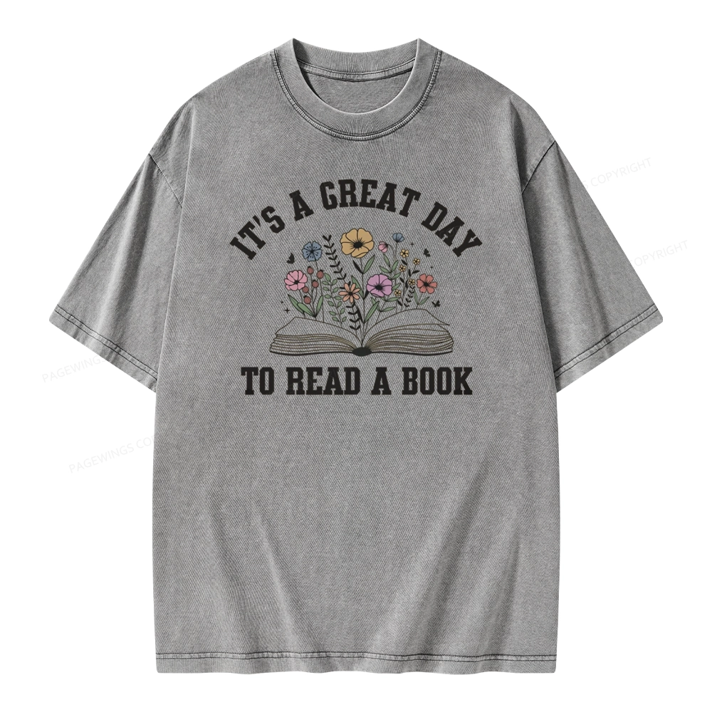 Pagewings t's Great Day to Read a Book Unisex Washed T-shirt