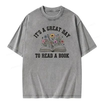 Pagewings t's Great Day to Read a Book Unisex Washed T-shirt