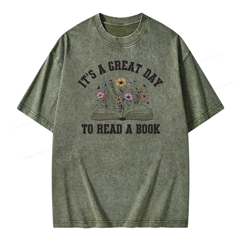 Pagewings t's Great Day to Read a Book Unisex Washed T-shirt