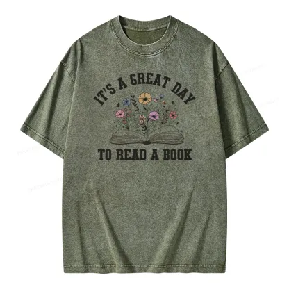 Pagewings t's Great Day to Read a Book Unisex Washed T-shirt