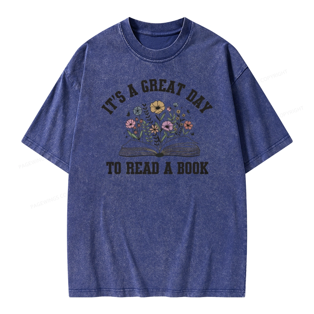 Pagewings t's Great Day to Read a Book Unisex Washed T-shirt
