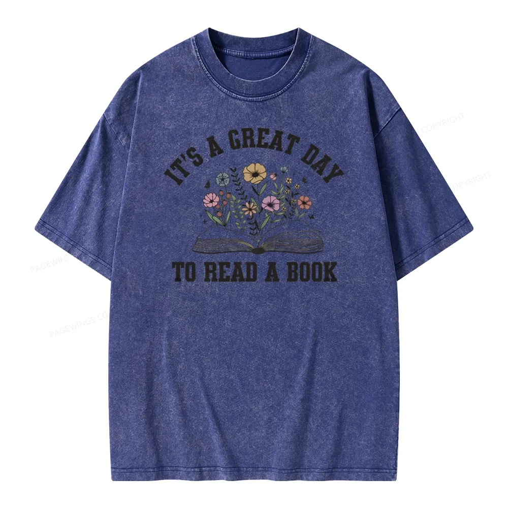 Pagewings t's Great Day to Read a Book Unisex Washed T-shirt