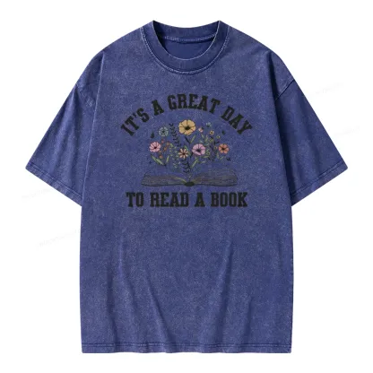 Pagewings t's Great Day to Read a Book Unisex Washed T-shirt
