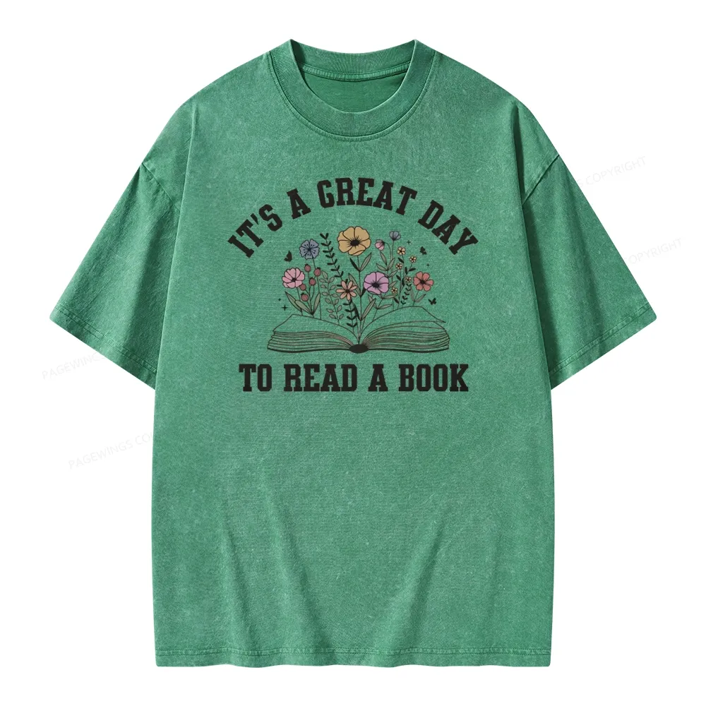 Pagewings t's Great Day to Read a Book Unisex Washed T-shirt