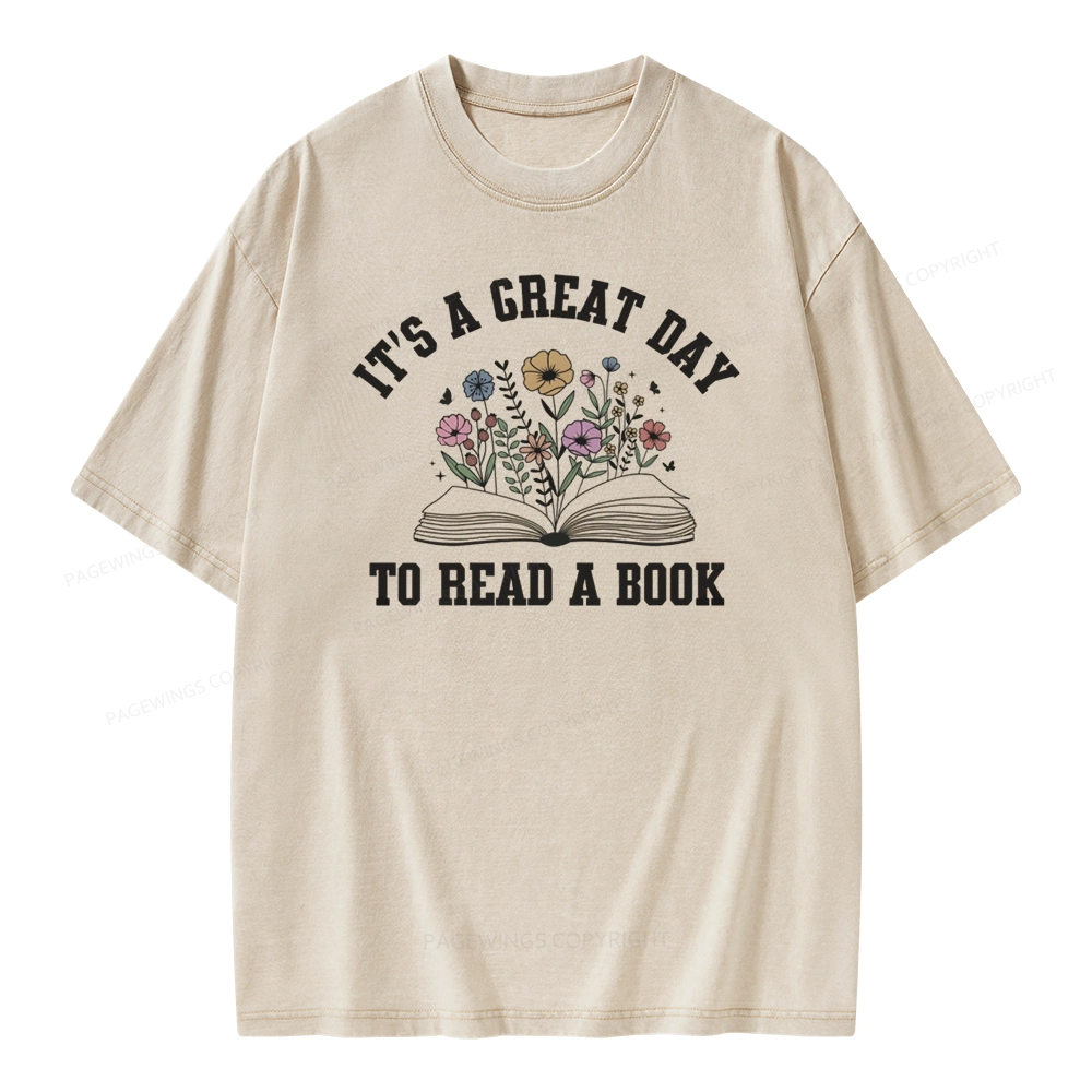Pagewings t's Great Day to Read a Book Unisex Washed T-shirt