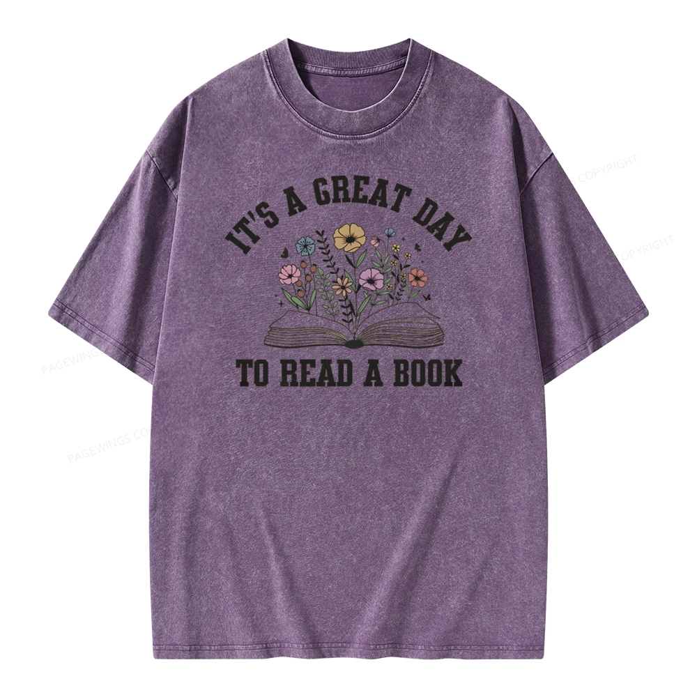Pagewings t's Great Day to Read a Book Unisex Washed T-shirt