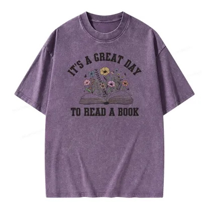 Pagewings t's Great Day to Read a Book Unisex Washed T-shirt