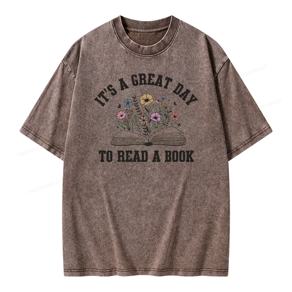 Pagewings t's Great Day to Read a Book Unisex Washed T-shirt