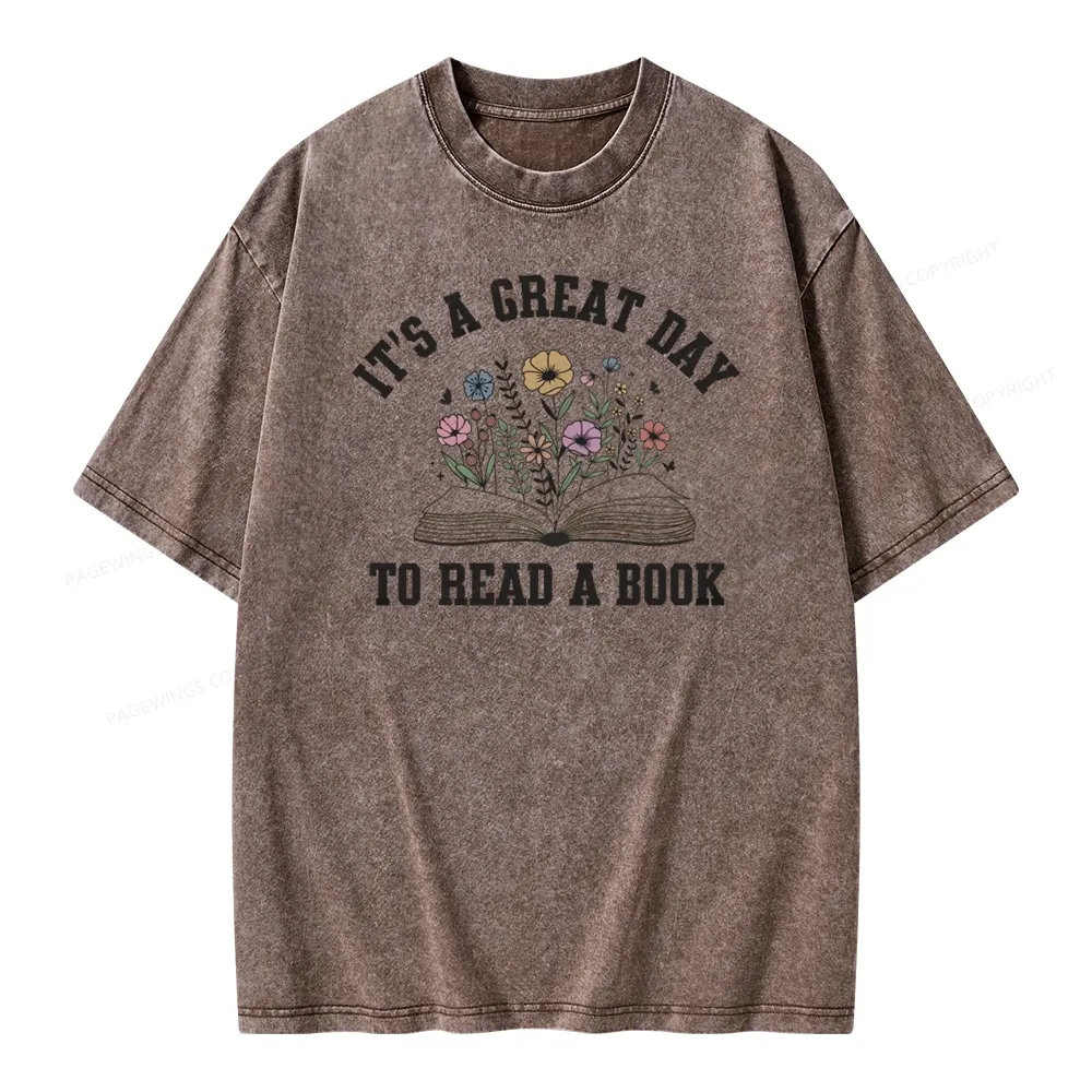 Pagewings t's Great Day to Read a Book Unisex Washed T-shirt