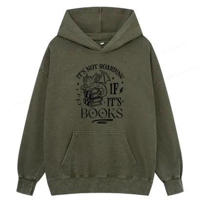 Pagewings It's Not Hoarding If It's Books Unisex Washed Hoodie