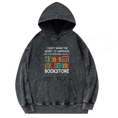 Pagewings I've Never Been Sad In A Bookstore Unisex Washed Hoodie