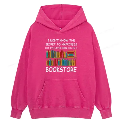 Pagewings I've Never Been Sad In A Bookstore Unisex Washed Hoodie