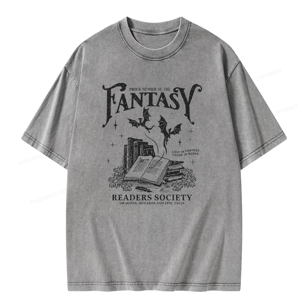 Pagewings Fantasy Readers Society Unisex Washed T-shirt