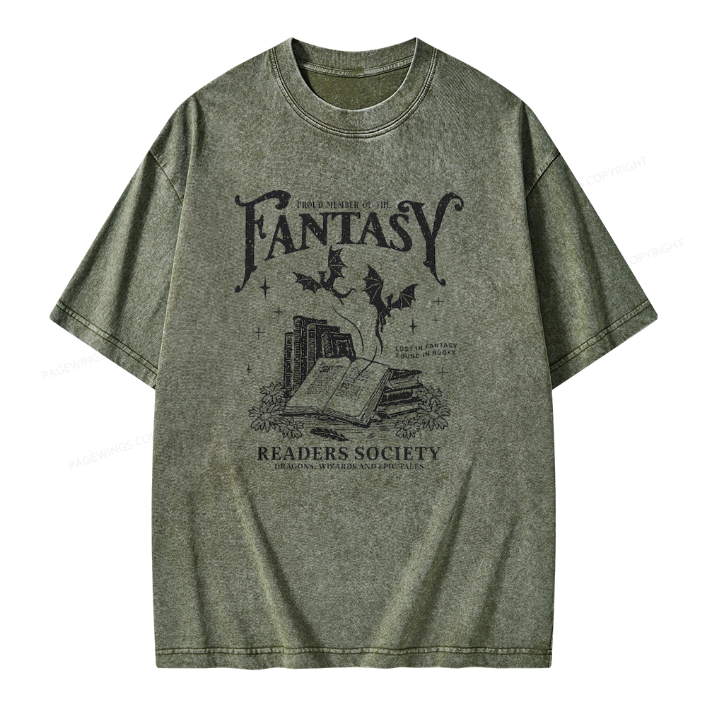 Pagewings Fantasy Readers Society Unisex Washed T-shirt