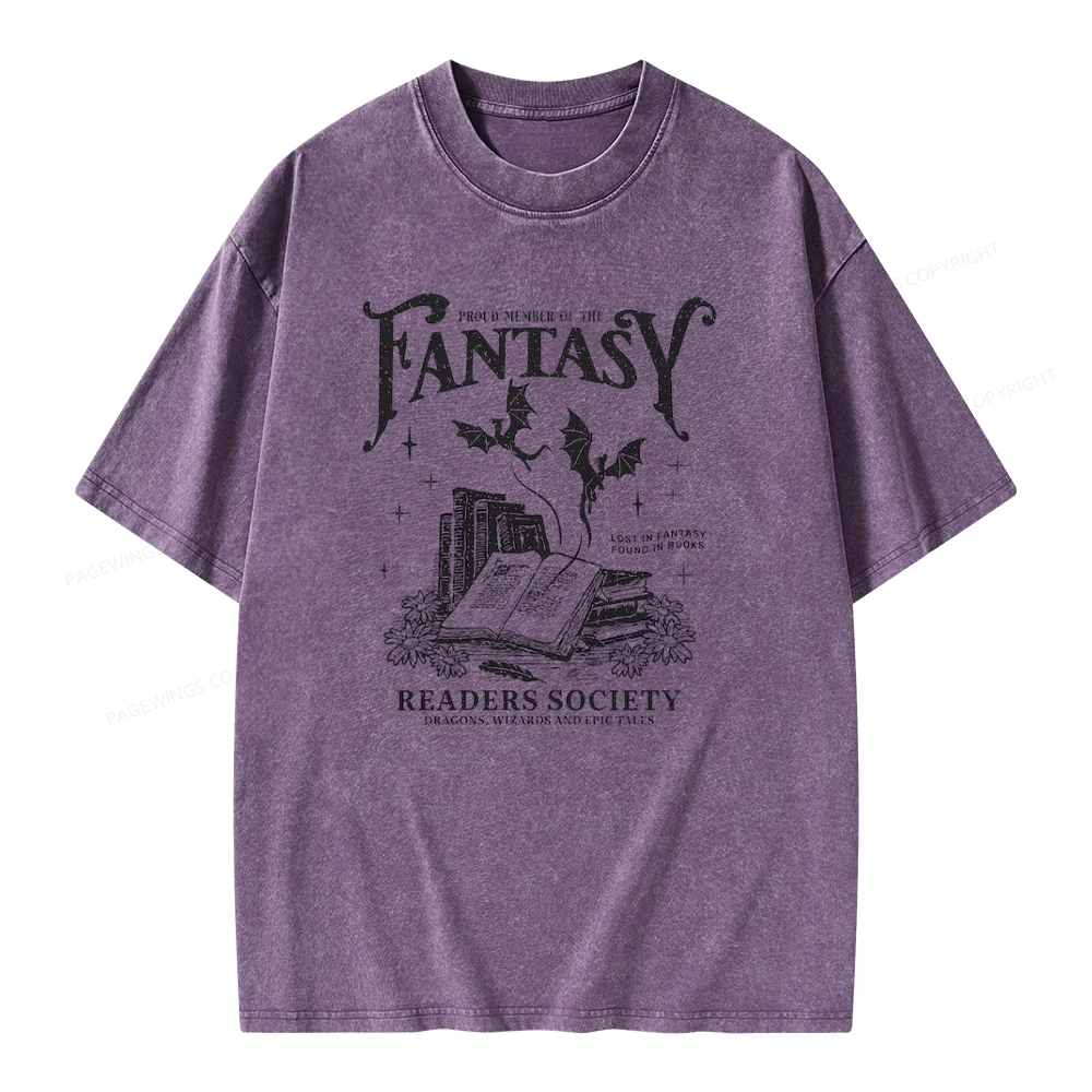 Pagewings Fantasy Readers Society Unisex Washed T-shirt