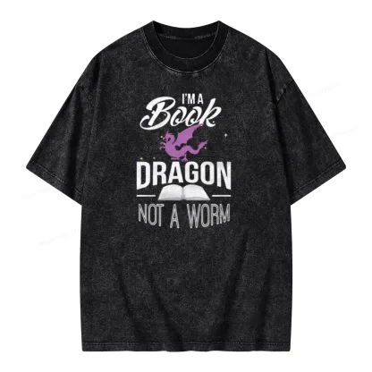 Pagewings Im A Book Dragon Not A Worm Unisex Washed T-shirt