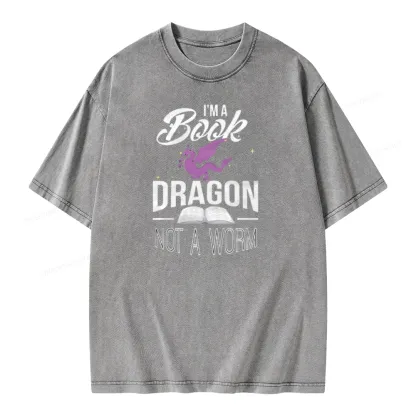 Pagewings Im A Book Dragon Not A Worm Unisex Washed T-shirt