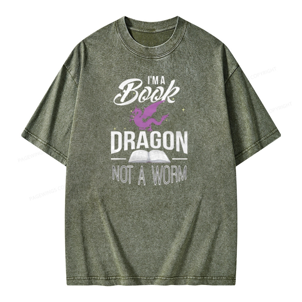 Pagewings Im A Book Dragon Not A Worm Unisex Washed T-shirt