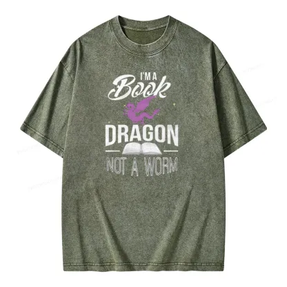 Pagewings Im A Book Dragon Not A Worm Unisex Washed T-shirt