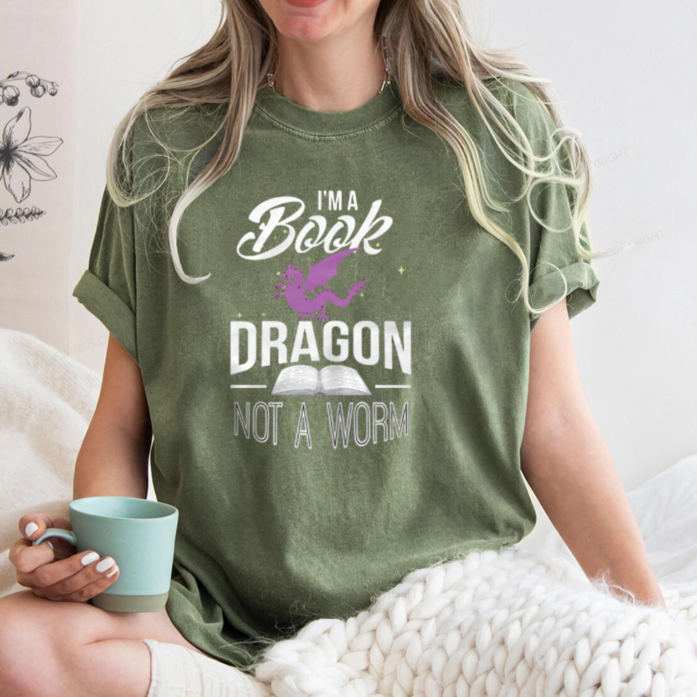 Pagewings Im A Book Dragon Not A Worm Unisex Washed T-shirt