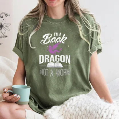 Pagewings Im A Book Dragon Not A Worm Unisex Washed T-shirt