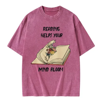 Pagewings Personalised Vintage Reading Book Wild Flowers Unisex Washed T-shirt