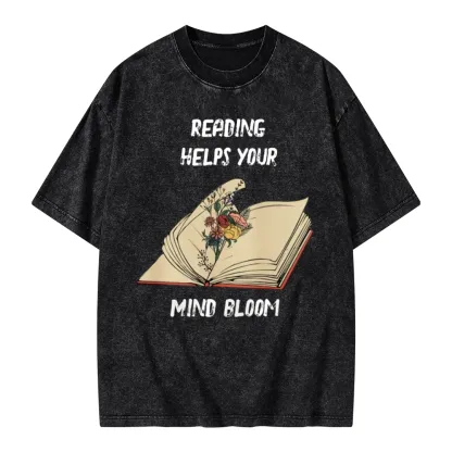 Pagewings Personalised Vintage Reading Book Wild Flowers Unisex Washed T-shirt