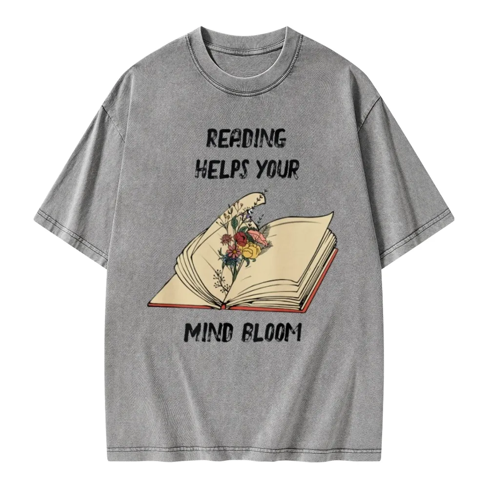 Pagewings Personalised Vintage Reading Book Wild Flowers Unisex Washed T-shirt