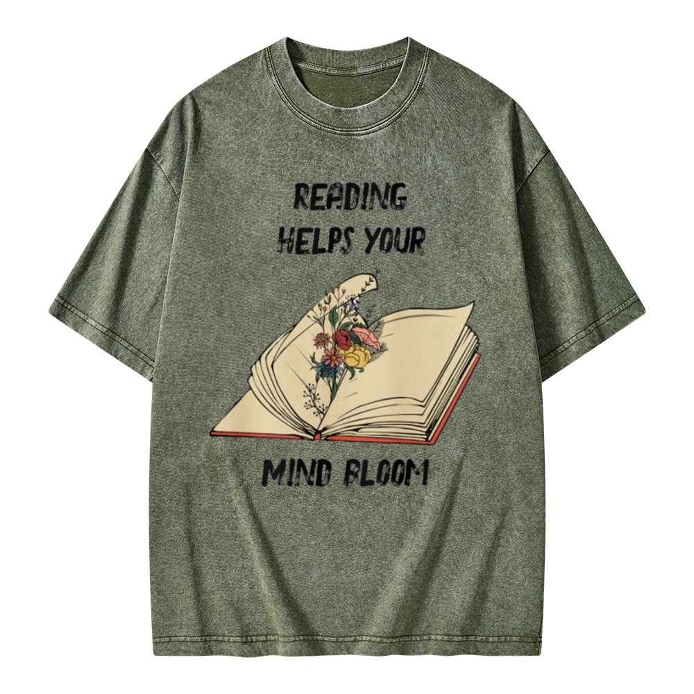 Pagewings Personalised Vintage Reading Book Wild Flowers Unisex Washed T-shirt