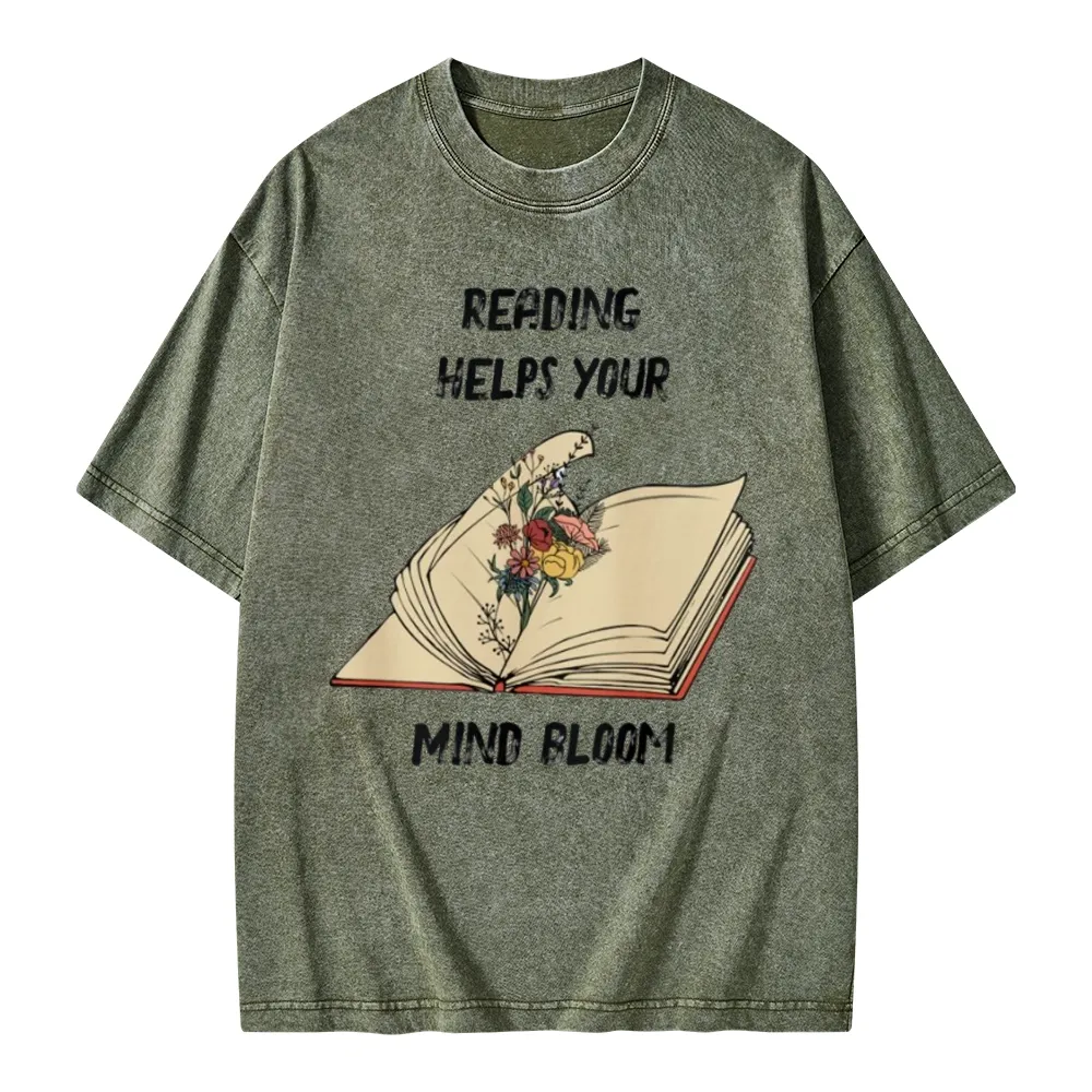 Pagewings Personalised Vintage Reading Book Wild Flowers Unisex Washed T-shirt