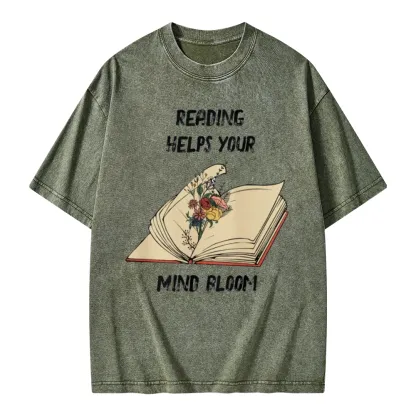 Pagewings Personalised Vintage Reading Book Wild Flowers Unisex Washed T-shirt