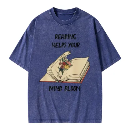 Pagewings Personalised Vintage Reading Book Wild Flowers Unisex Washed T-shirt
