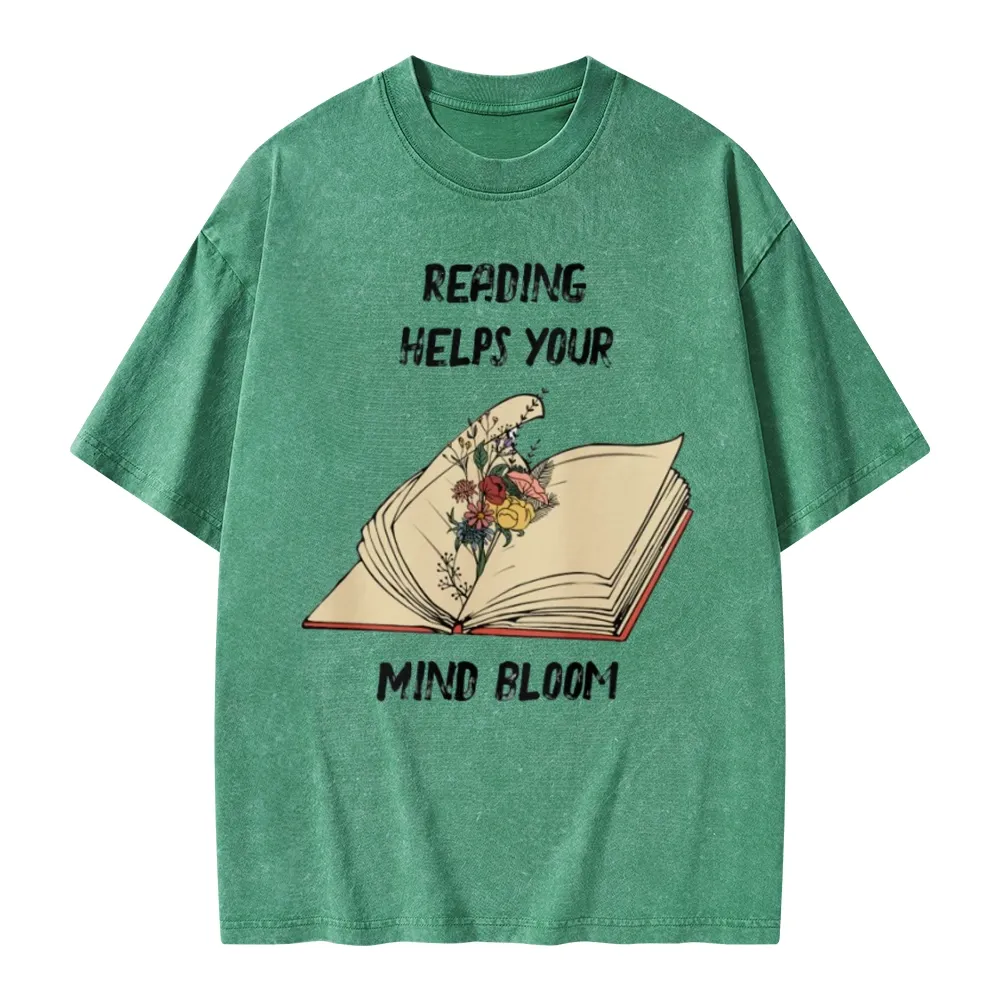 Pagewings Personalised Vintage Reading Book Wild Flowers Unisex Washed T-shirt