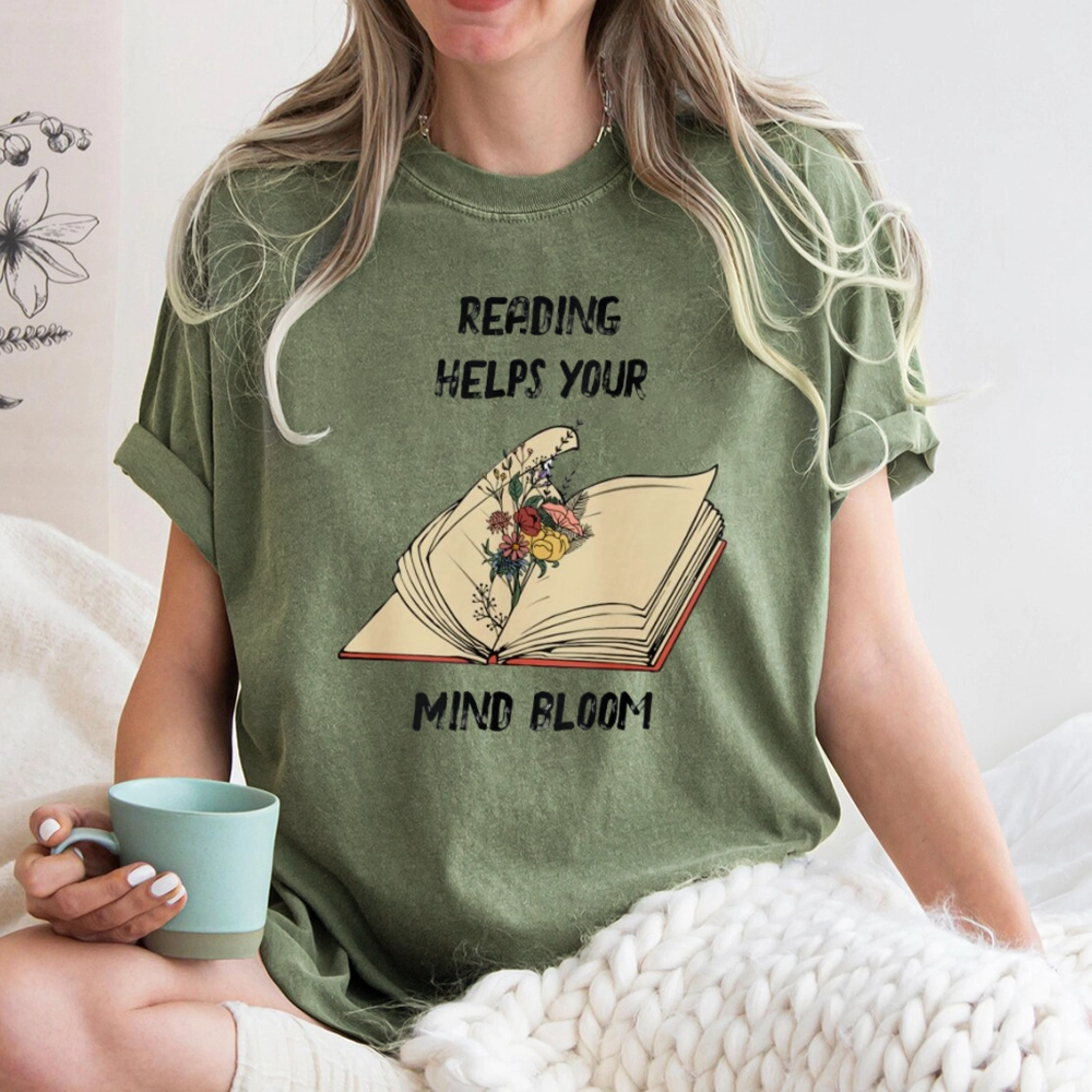 Pagewings Personalised Vintage Reading Book Wild Flowers Unisex Washed T-shirt
