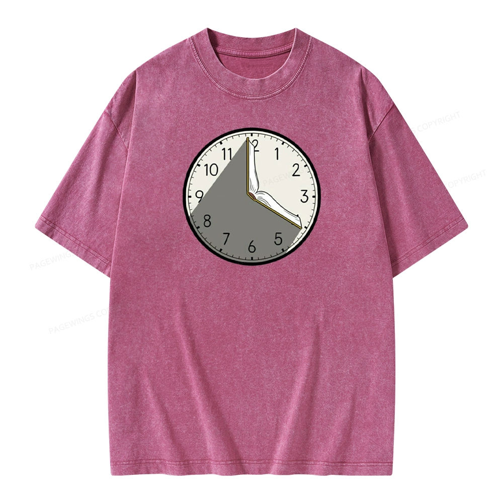 Pagewings Book Clock Unisex Washed T-shirt
