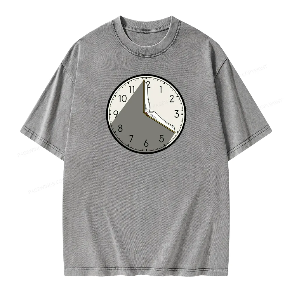Pagewings Book Clock Unisex Washed T-shirt
