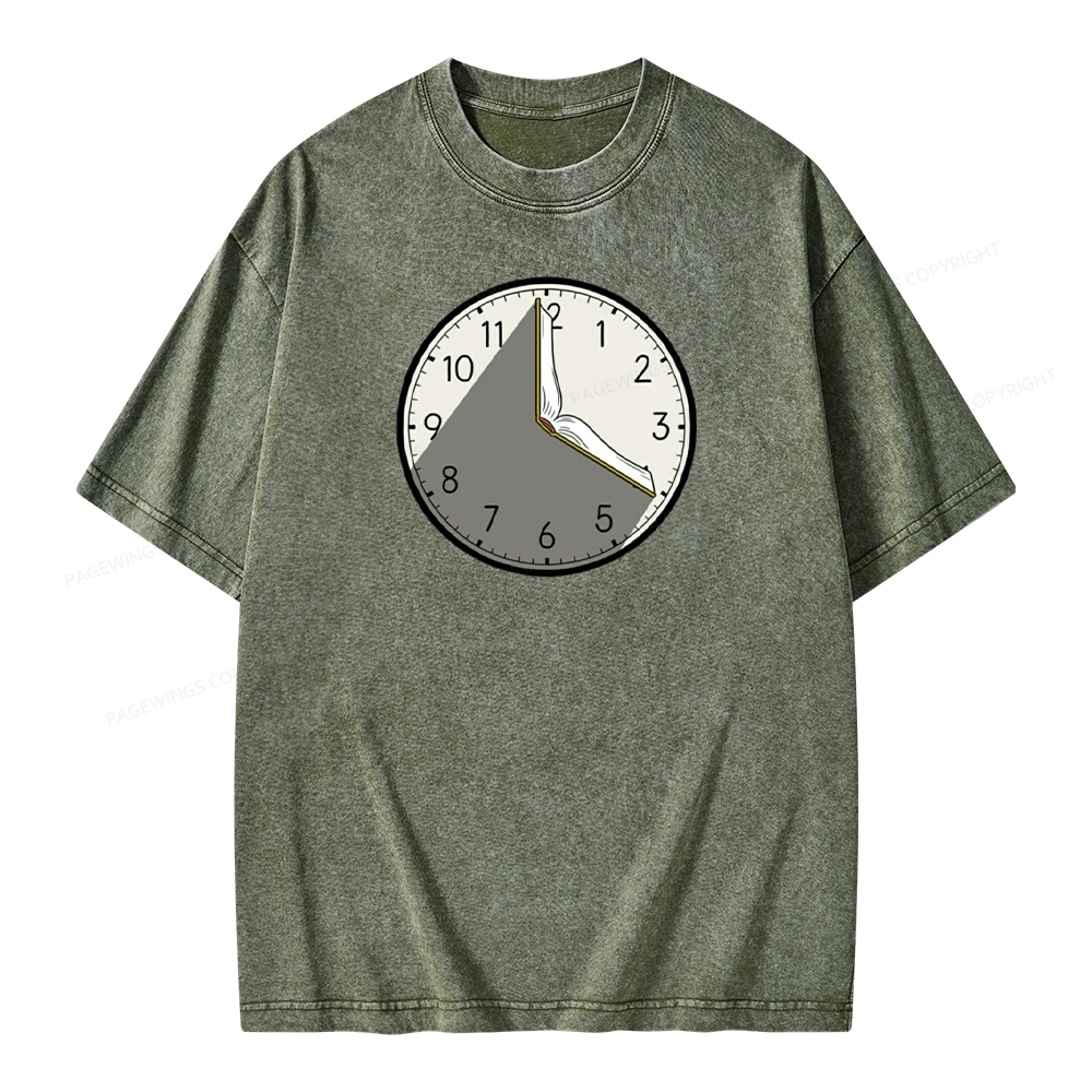 Pagewings Book Clock Unisex Washed T-shirt