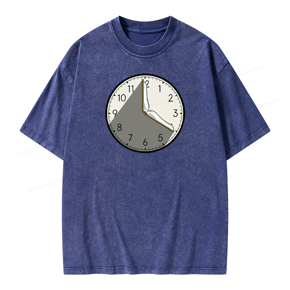 Pagewings Book Clock Unisex Washed T-shirt