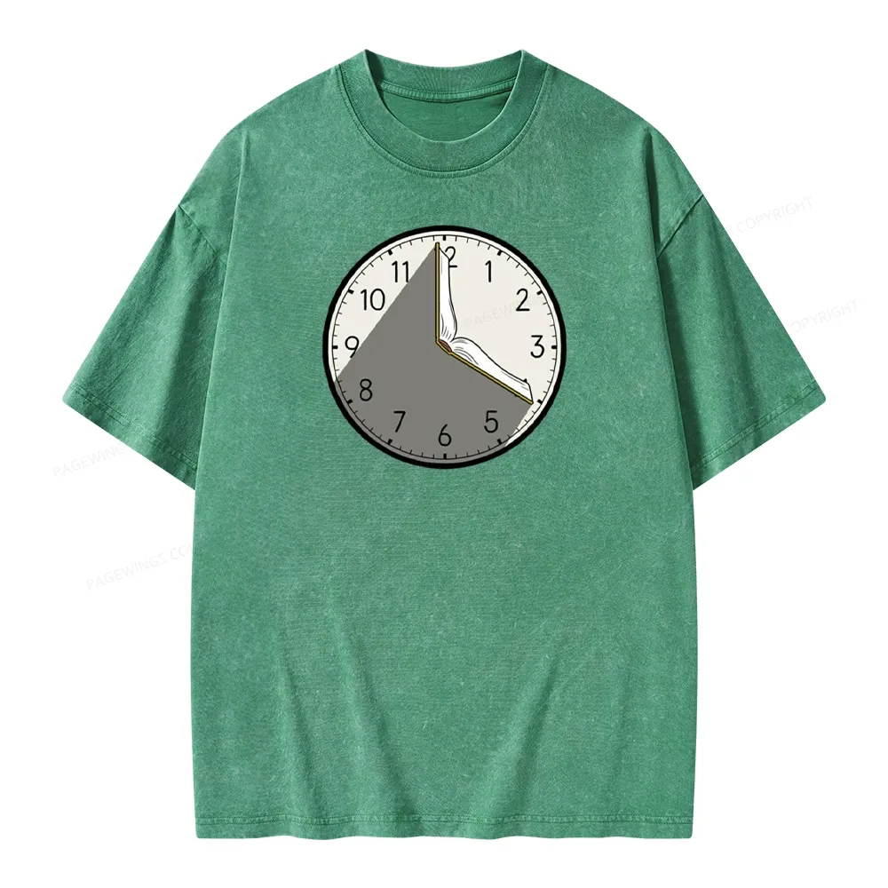Pagewings Book Clock Unisex Washed T-shirt