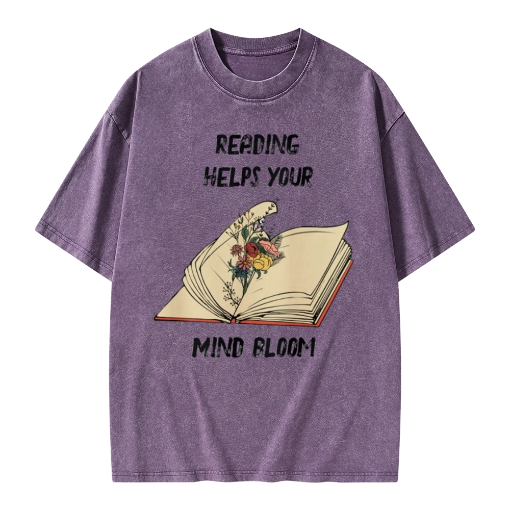 Pagewings Personalised Vintage Reading Book Wild Flowers Unisex Washed T-shirt