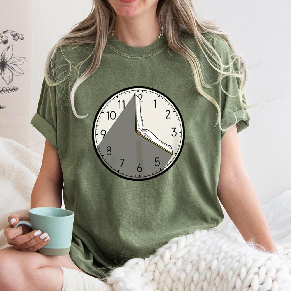 Pagewings Book Clock Unisex Washed T-shirt