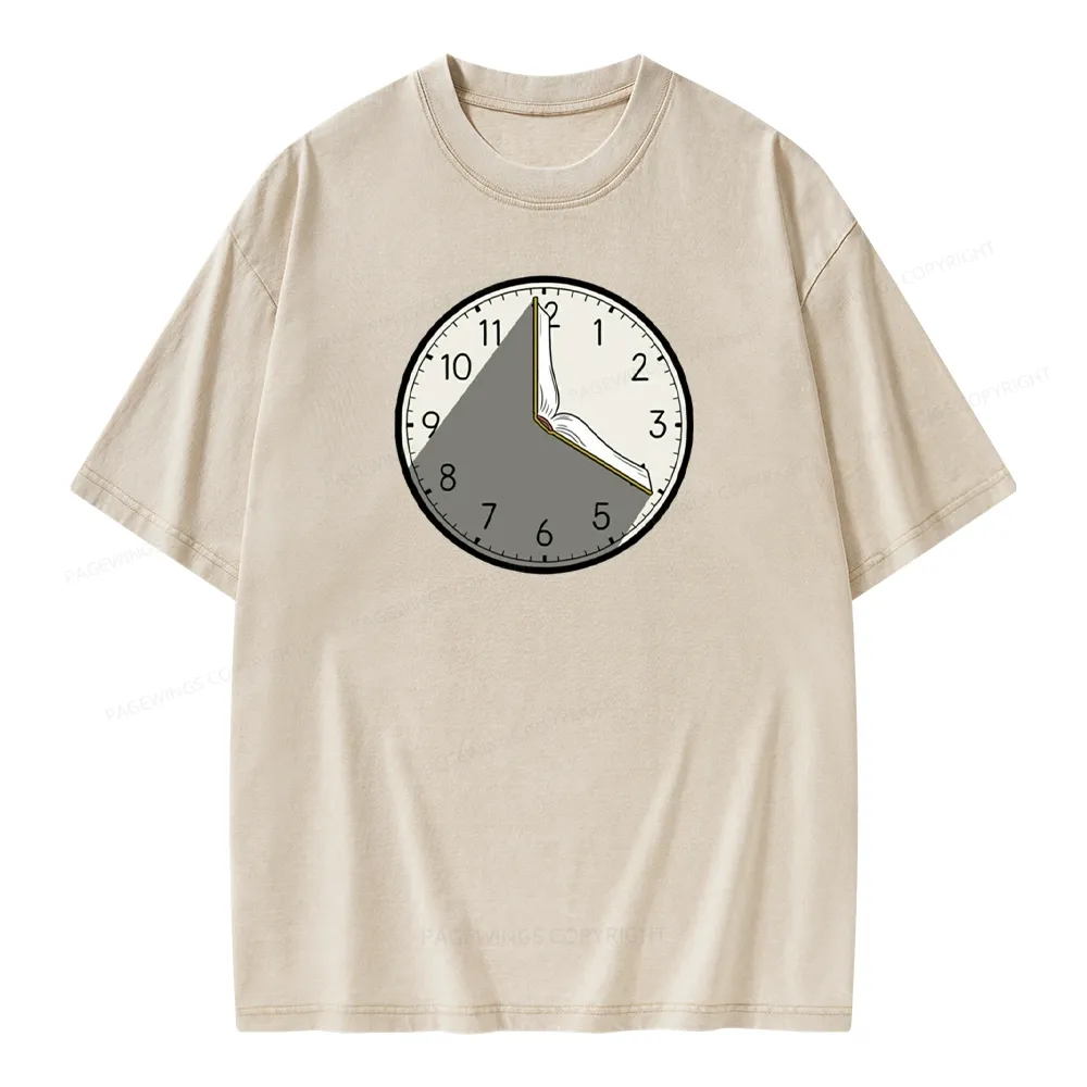 Pagewings Book Clock Unisex Washed T-shirt